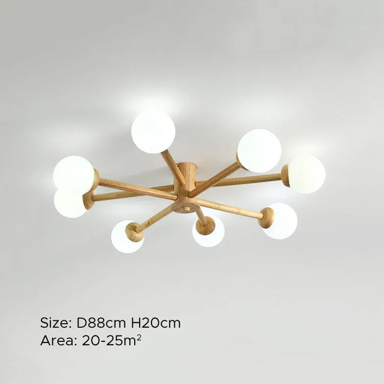 Deckenleuchte Kugel Weiß LED Nordisch Holz - Clowas.de