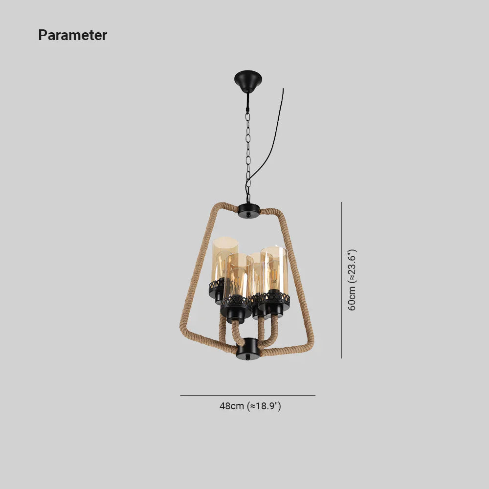 Design-Pendelleuchte Esszimmer mit schwarzem Seil im amerikanischen Stil - Clowas.de