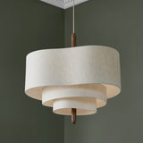 LED Pendelleuchte mit Dreischichtigem Stoffschirm für Schlafzimmer