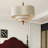 LED Pendelleuchte mit Dreischichtigem Stoffschirm für Schlafzimmer