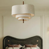 LED Pendelleuchte mit Dreischichtigem Stoffschirm für Schlafzimmer