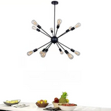 Sputnik Kronleuchter im industriellen Stil aus schwarzem Metall