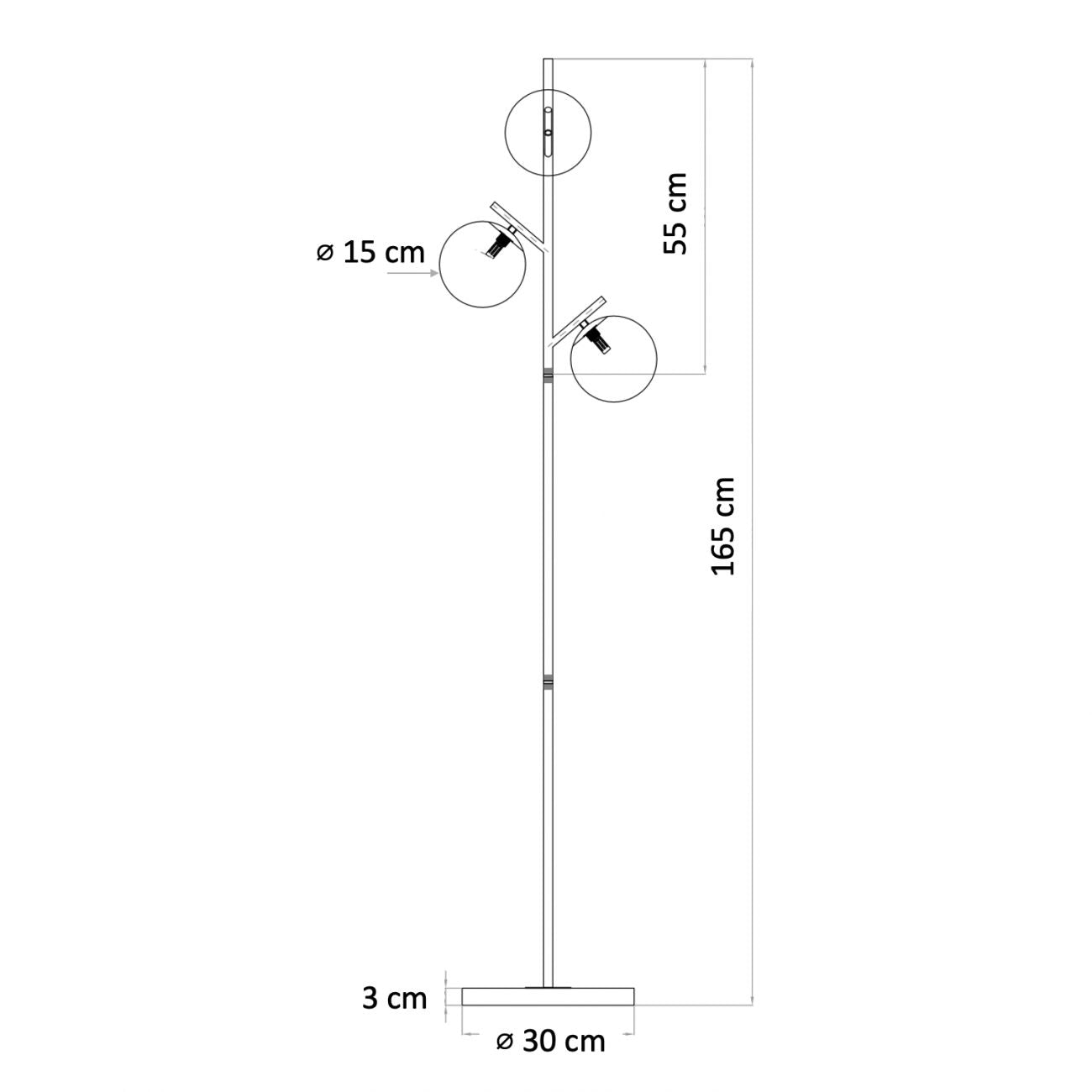 Goldene Stehleuchte 3 Kugeln weiß - Clowas.de