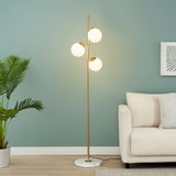 Goldene Stehleuchte 3 Kugeln weiß - Clowas.de