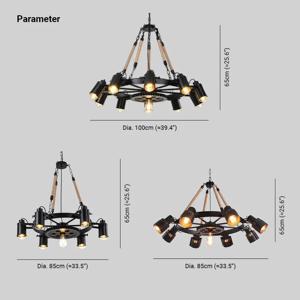 Kronleuchter für Esszimmer mit Retro-Zahnrädern und Seil - Clowas.de