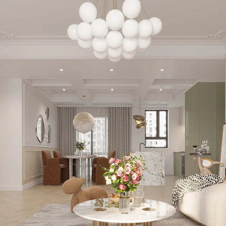 Kugel Pendelleuchte Weiß modernes elegantes Design Nordic - Clowas.de