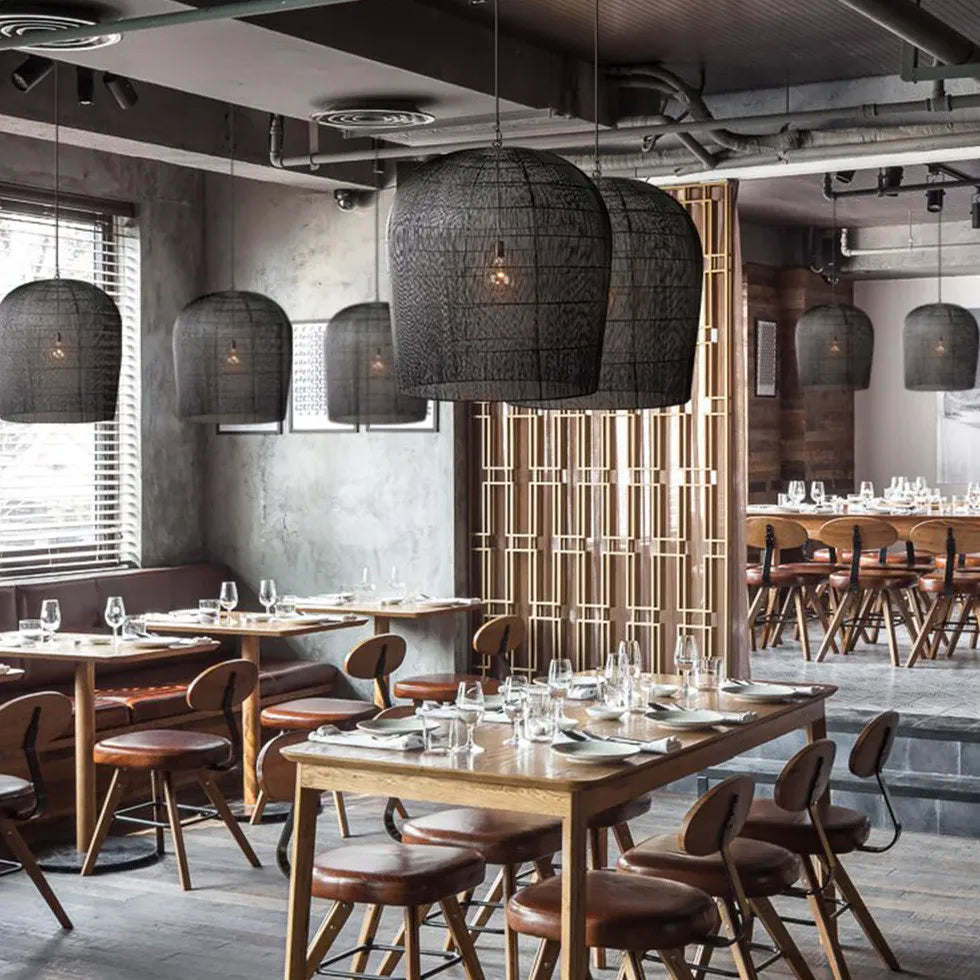 Modern Pendelleuchte Kücheninsel mit schwarzem Rattan Design - Clowas.de