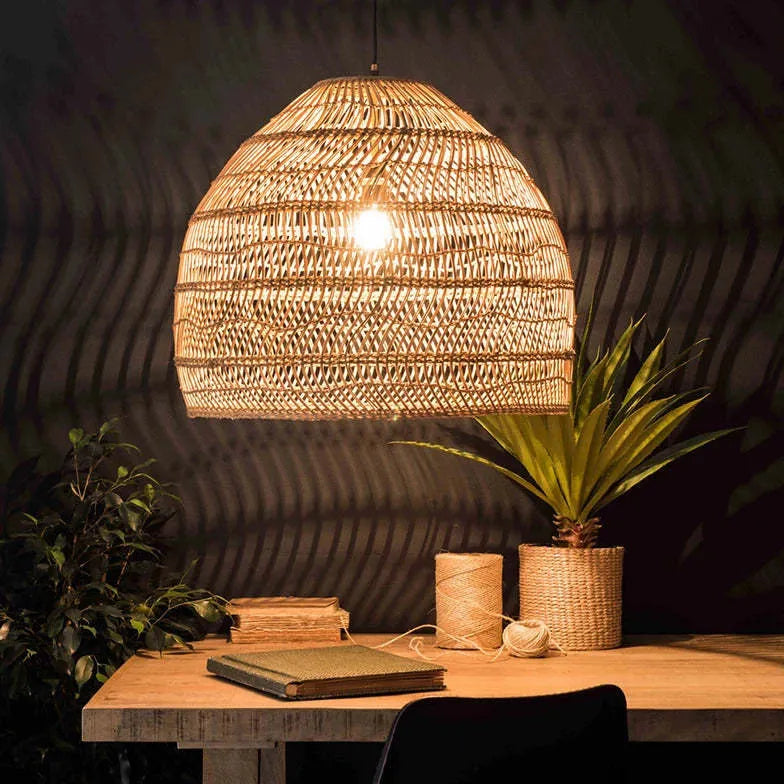 muto hölzerne vogelkäfige bambus rattan boho lampe pendelleuchte - Clowas.de