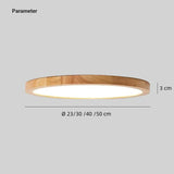 Holz LED Deckenleuchte rund flach für Schlafzimmer