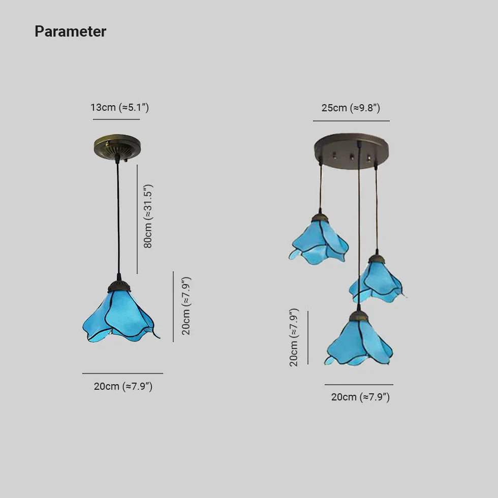 Pendelleuchte bunt Glas dreiköpfige Blumen im Landhausstil - Clowas.de