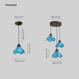 Pendelleuchte bunt Glas dreiköpfige Blumen im Landhausstil - Clowas.de