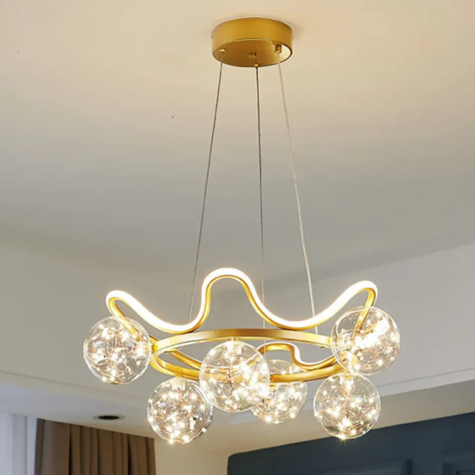 Pendelleuchte Kugel Glas Gold moderne leichte Krone - Clowas.de