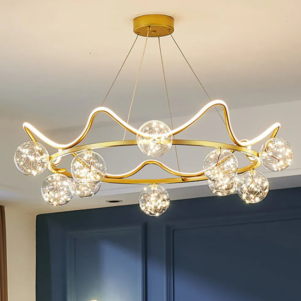 Pendelleuchte Kugel Glas Gold moderne leichte Krone - Clowas.de