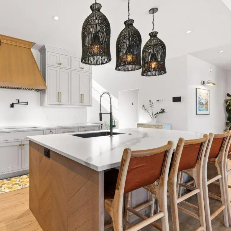 pendelleuchte rattan schwarz moderne nordische außenbeleuchtung - Clowas.de