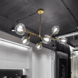 Moderner LED Glas Kronleuchter mit verstellbaren Lampenköpfen