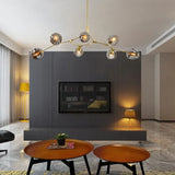 Moderner LED Glas Kronleuchter mit verstellbaren Lampenköpfen