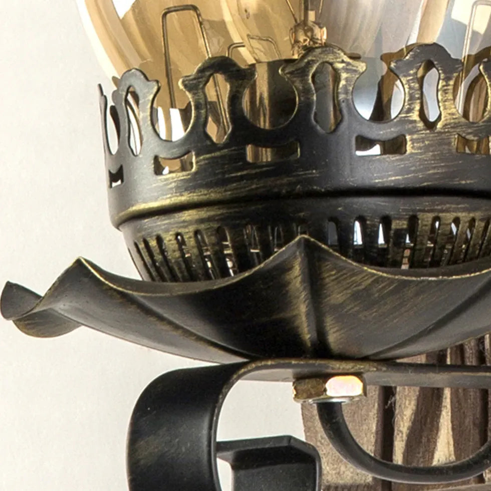 Vintage Wandleuchten aus amerikanischem Schiffsbaum mit Glaslampenschirm - Clowas.de