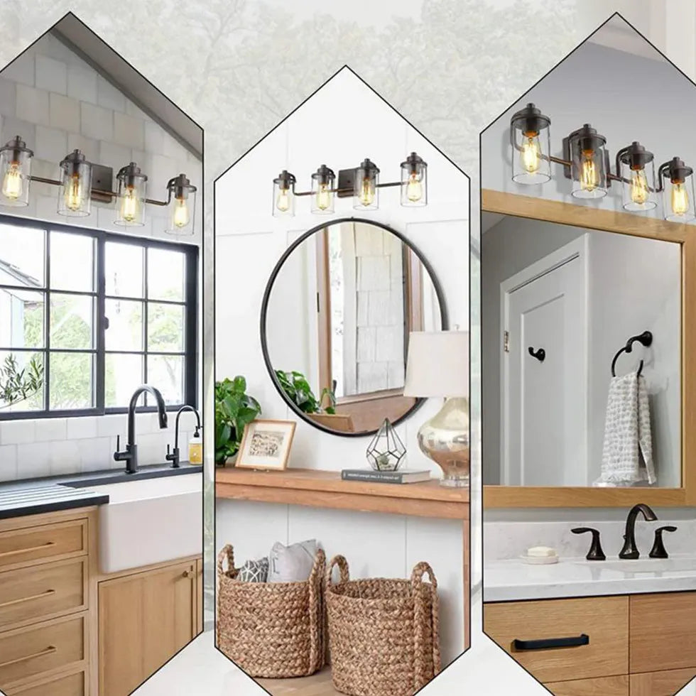 Wandlampe Industrial schwarz mit Vintage Glaslampenschirm - Clowas.de