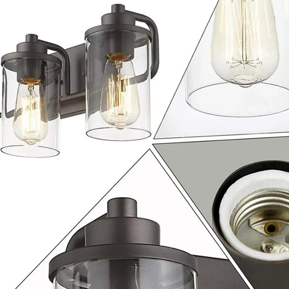 Wandlampe Industrial schwarz mit Vintage Glaslampenschirm - Clowas.de