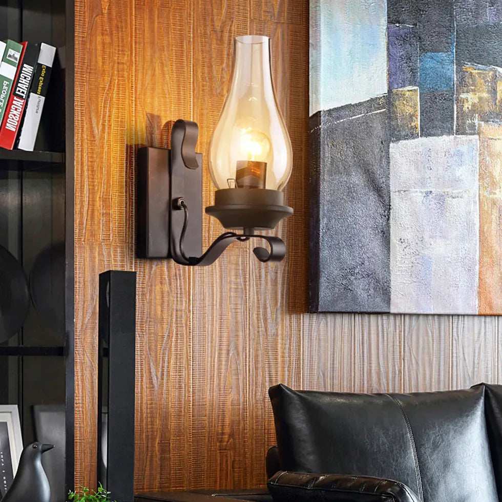 wandleuchte arm schwarz Glasstil Retro Design - Clowas.de