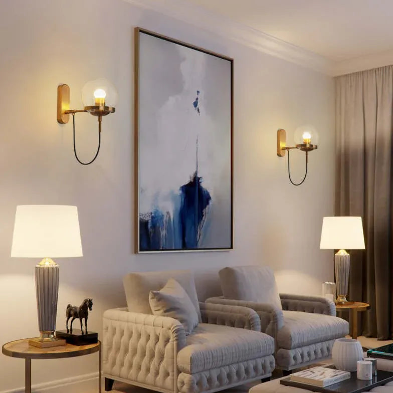 Wandleuchte Gold Messing mit modernem Glasdesign - Clowas.de