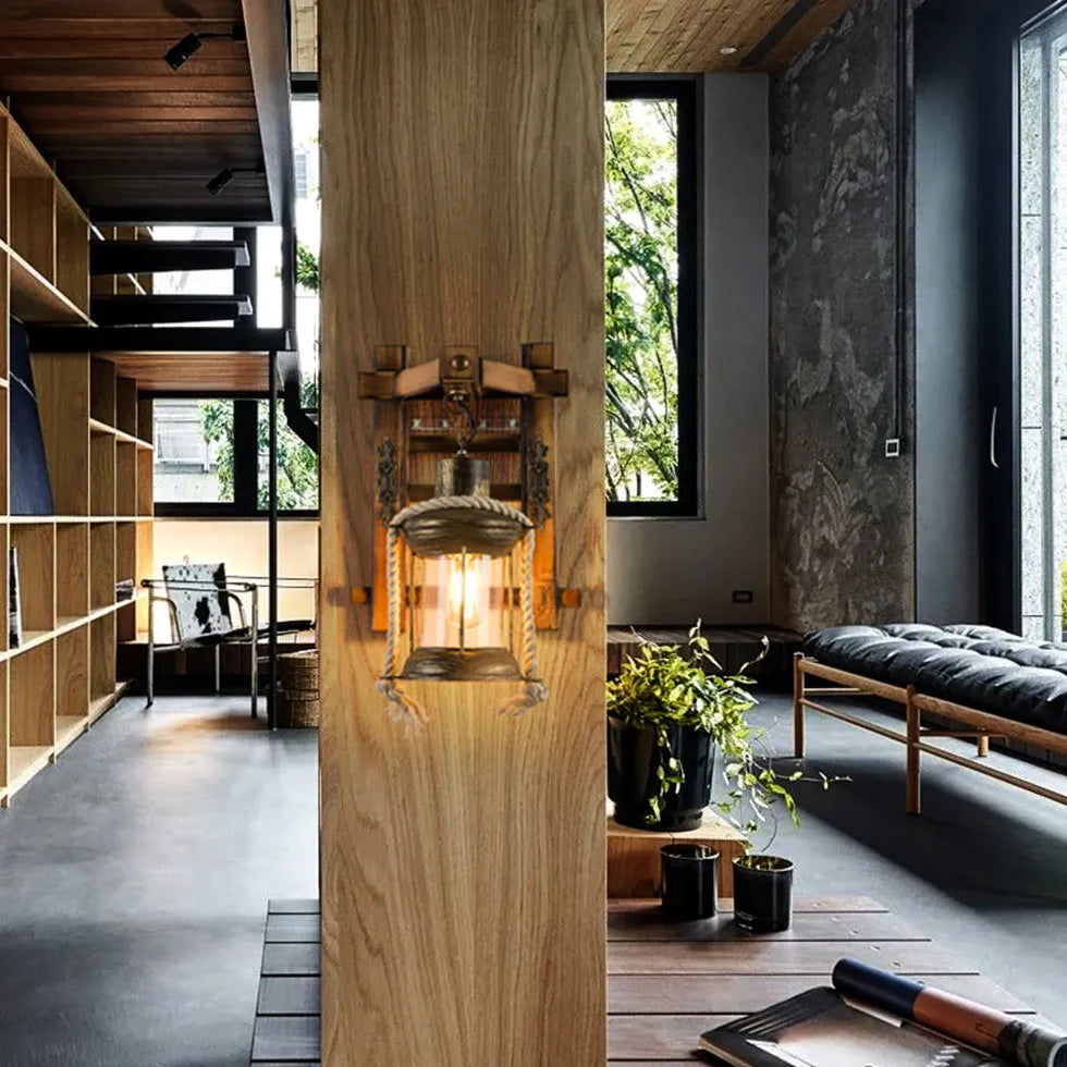 wandleuchte laterne vintage Holzdesign für gemütliche Räume - Clowas.de