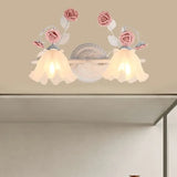 Wandleuchte zweiflammig vintage weiß nordisch Blume - Clowas.de