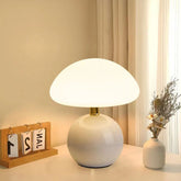 Moderne französische Nachttischlampe in Creme mit Pilz-Design