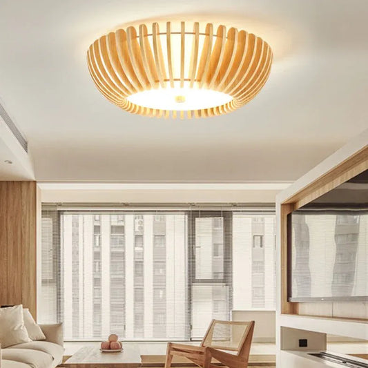 LED Deckenleuchte Mit Holz Für Wohnzimmer