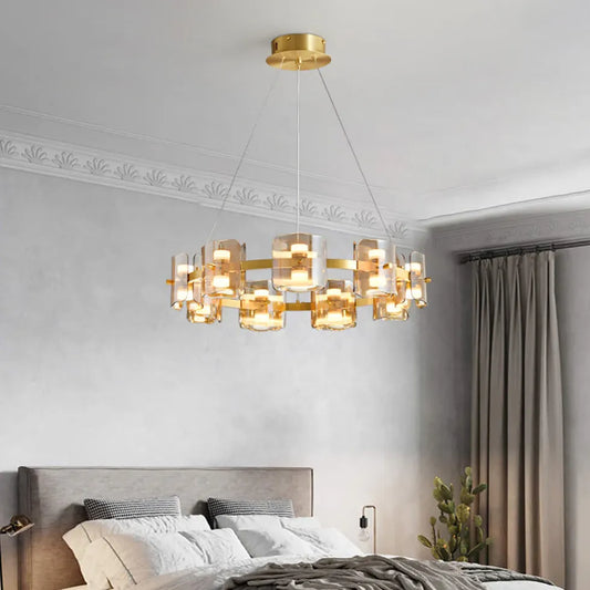 Goldene Pendelleuchte Für Das Schlafzimmer Aus Kupfer