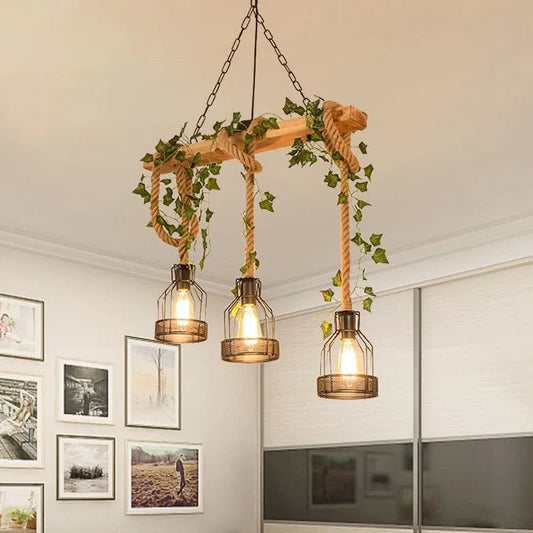 Pendelleuchte Aus Holz 3 Flammig Für Esszimmer