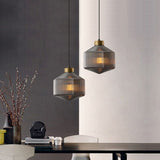 Smoke Gray Geometric Glass LED Pendant Light