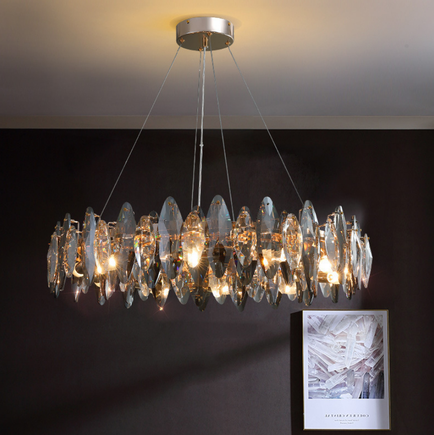Moderner LED-Kronleuchter im Ringform aus Kristall für Schlafzimmer