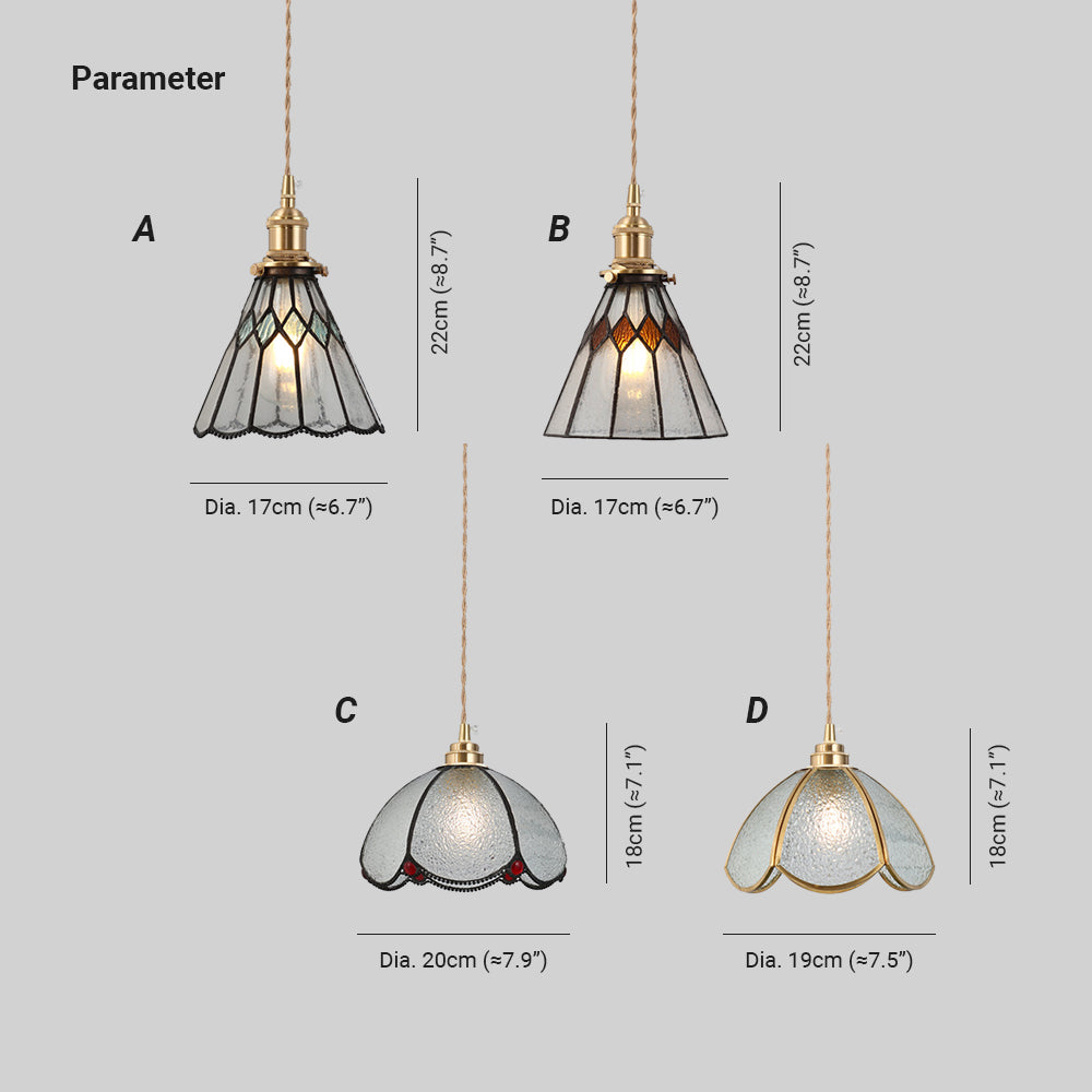 Conical Lampshade Glass Splicing Vintage Pendant Light