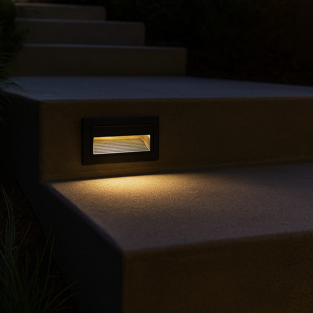 LED Außen Wandeinbauleuchte mit Bewegungsmelder für Treppen