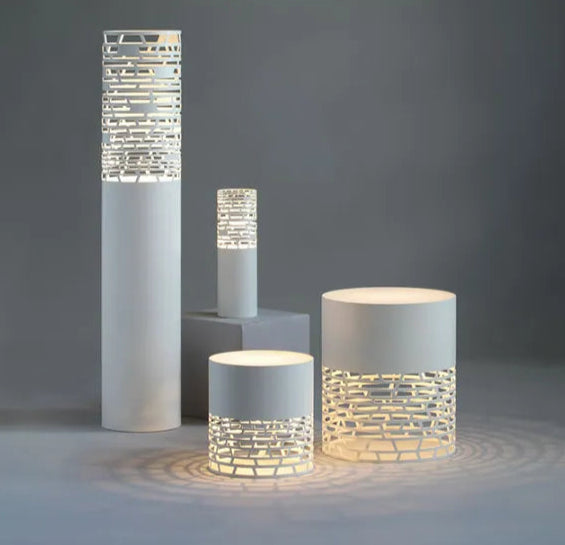 LED Stehlampe Weiß mit Zylindrischem Hohlraumdesign für den Außenbereich