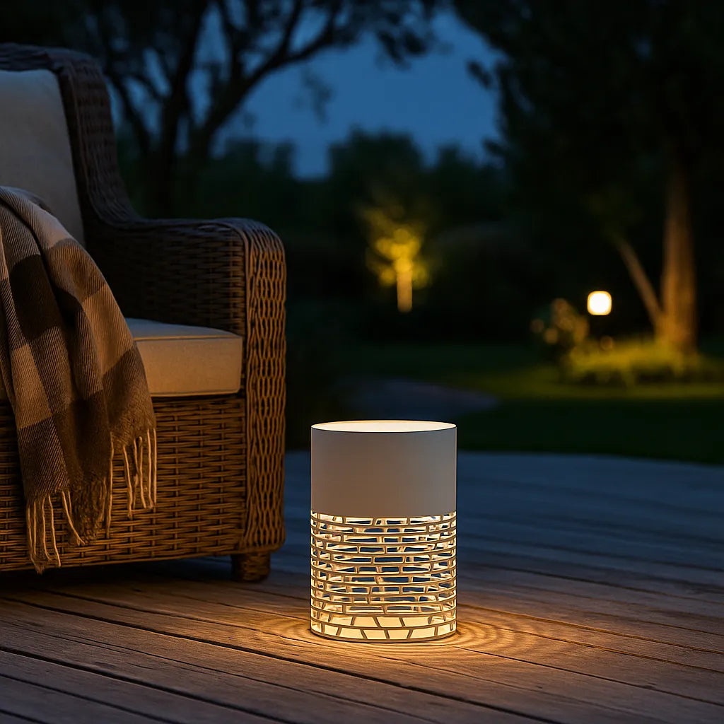 LED Stehlampe Weiß mit Zylindrischem Hohlraumdesign für den Außenbereich