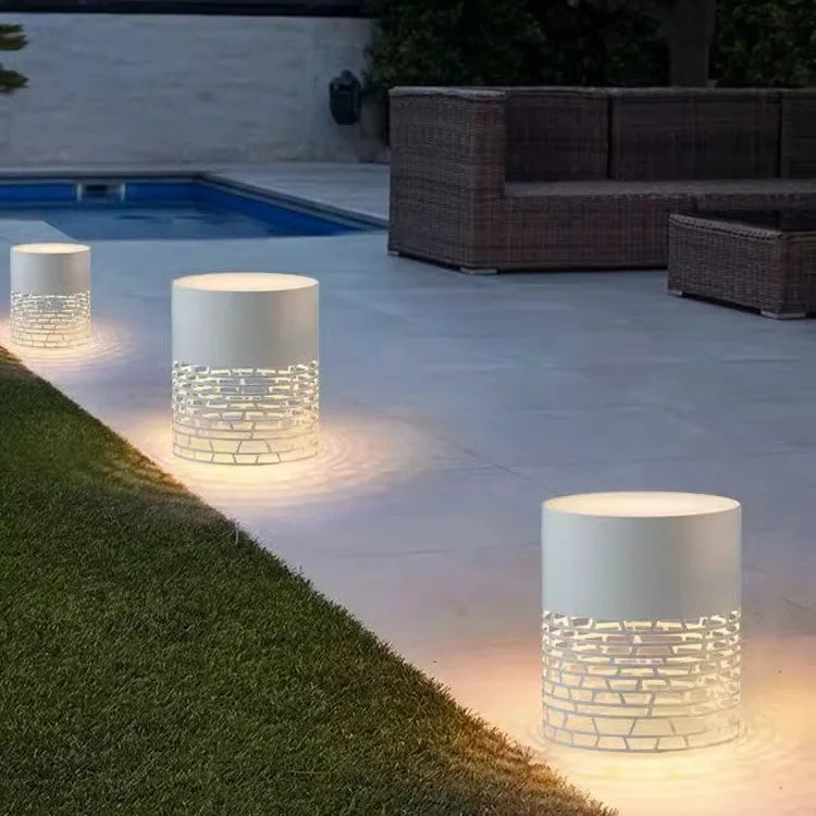 LED Stehlampe Weiß mit Zylindrischem Hohlraumdesign für den Außenbereich