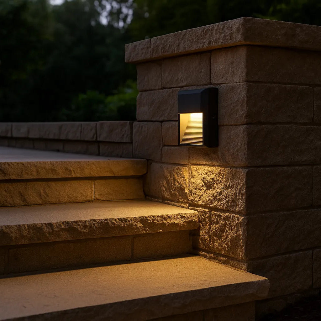 LED Wandeinbauleuchte mit Bewegungssensor in Matt-Schwarz für Außen