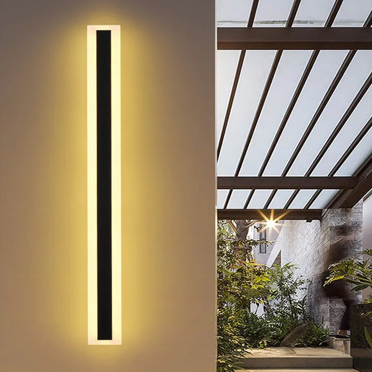 Lange schwarze LED Wandleuchte außen mit Bewegungsmelder