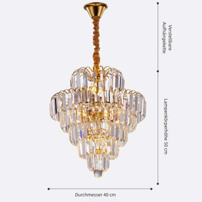 Luxuriöser Facettierter Kristall Kronleuchter mit Mehrstöckigem Design