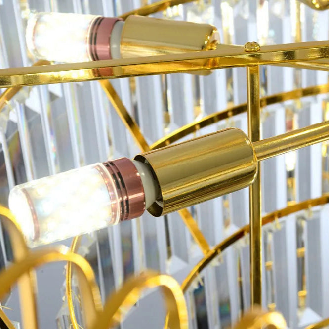 Luxuriöser Facettierter Kristall Kronleuchter mit Mehrstöckigem Design