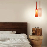 Modern Zylindrische Pendelleuchte aus Glas in Mehrfarbig für Schlafzimmer