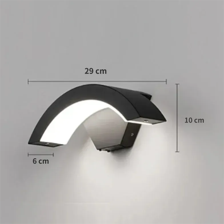 Moderne Außenwandleuchte mit Sensor im schwarzen Bogen-Design