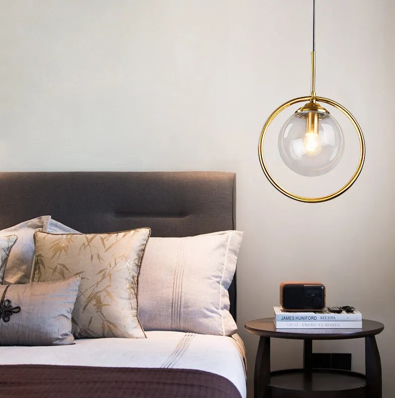 Moderne LED Pendelleuchte Glas für Bettkopf