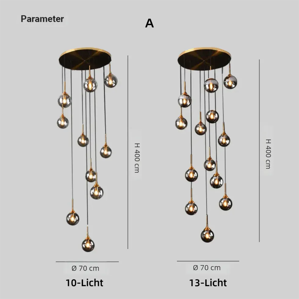Moderner LED Glas Kronleuchter für das Treppenhaus