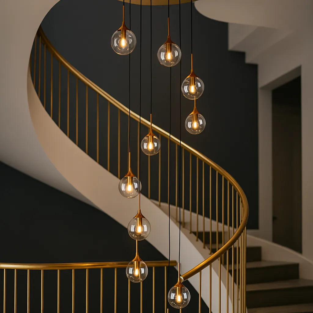 Moderner LED Glas Kronleuchter für das Treppenhaus