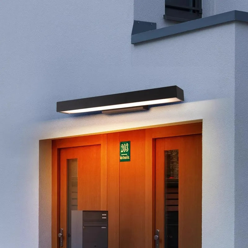 Moderne schwarze Außenwandleuchte rechteckig mit Bewegungsmelder