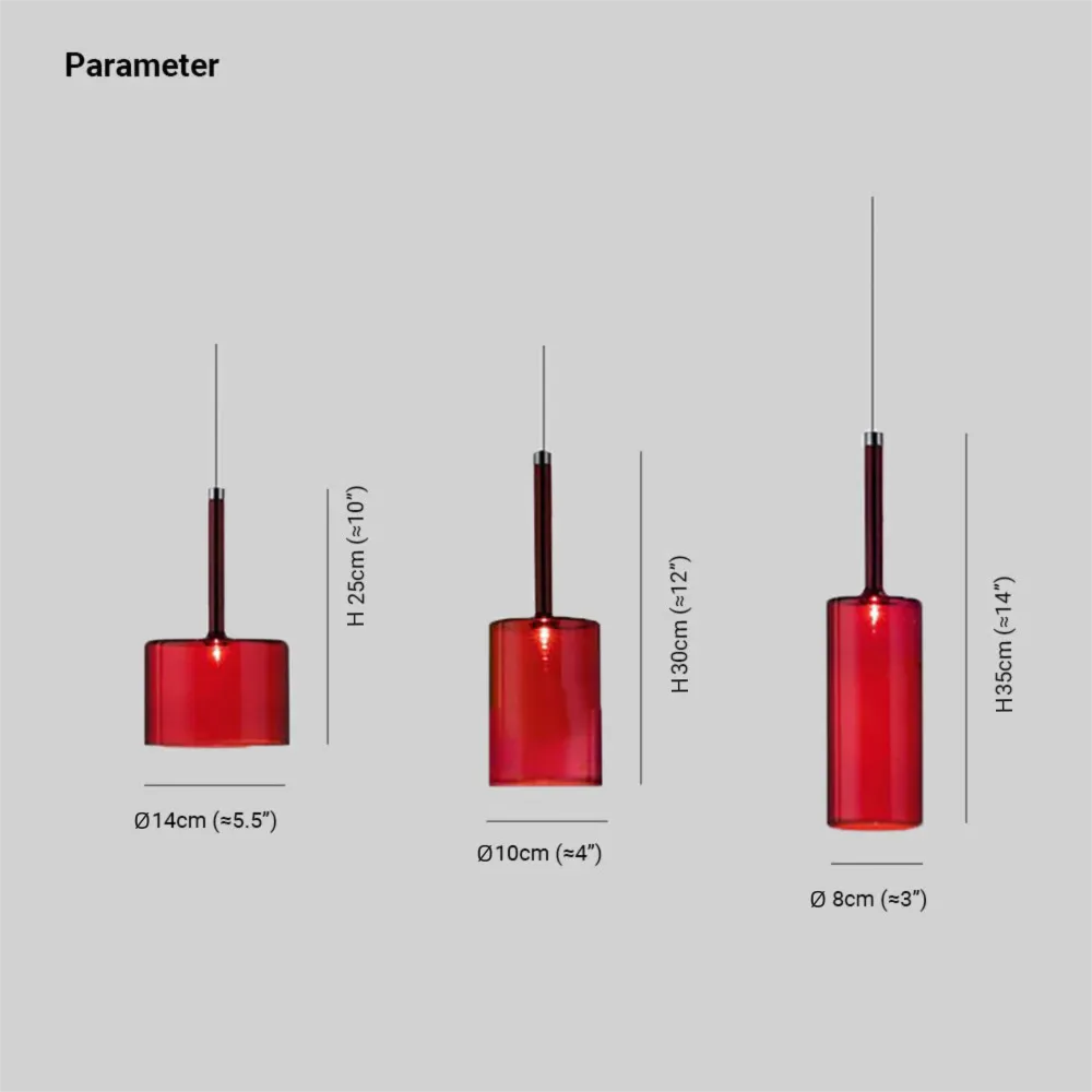 Modern Zylindrische Pendelleuchte aus Glas in Mehrfarbig für Schlafzimmer