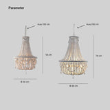 Retro Weiße Kronleuchter mit Holzperlen